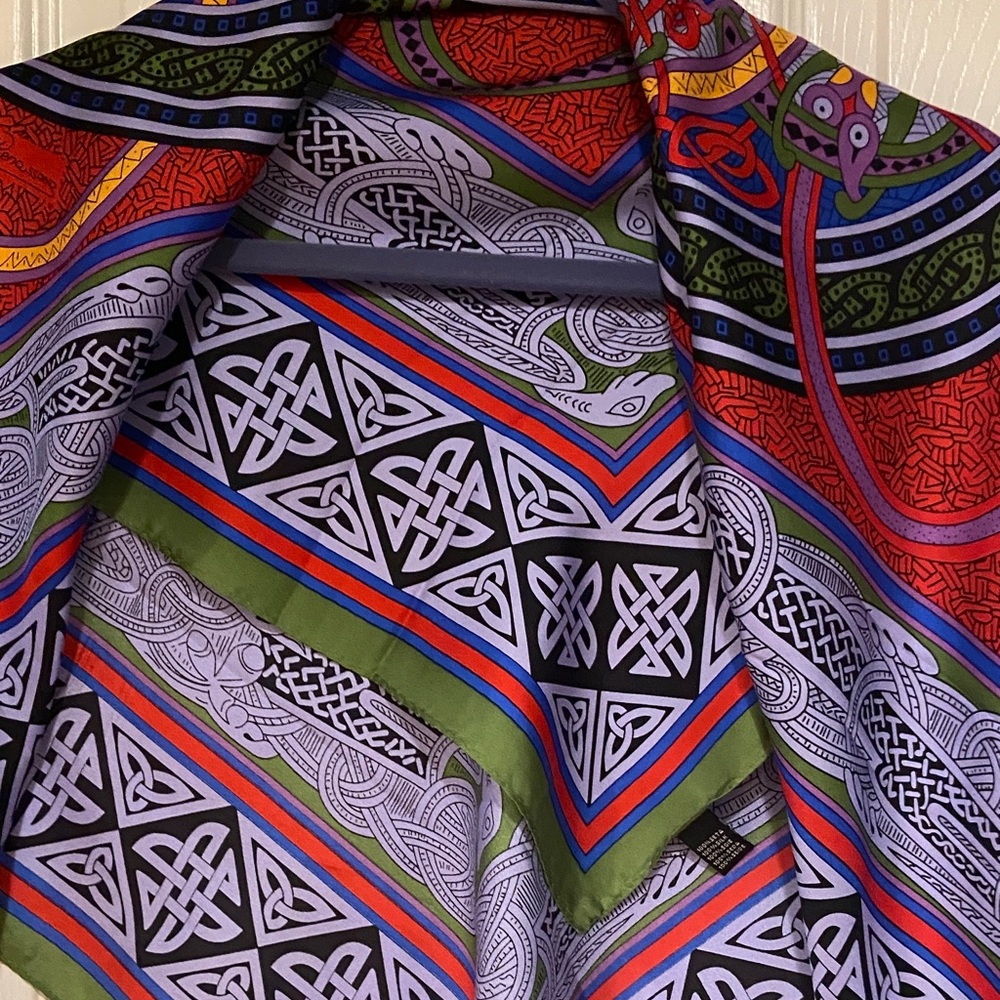 Multicolor Celtic Pattern Scarf Silk Scarf - Picture 4 of 10